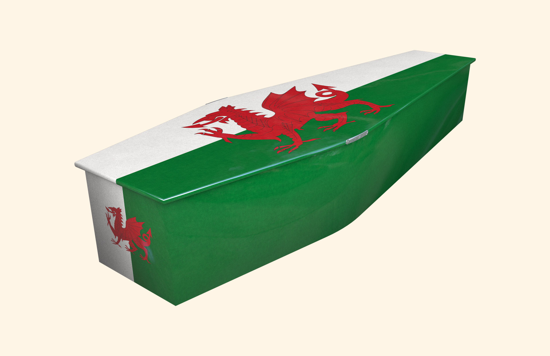 Welsh Flag design on a traditional coffin